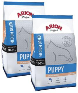 Arion Original Pies Puppy Medium Salmon  Rice Sucha Karma z łososiem 2x12kg DWU-PAK