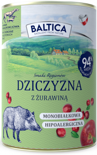 Baltica Pies Smaki Regionów Adult Mokra Karma z dziczyzną i żurawiną 400g