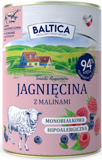 Baltica Pies Smaki Regionów Adult Mokra Karma z jagnięciną i malinami 400g