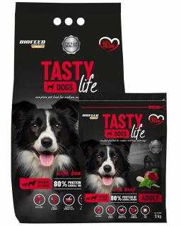 Biofeed Tasty Dogs Beef Adult MediumLarge Sucha Karma z wolowiną dla psa 12kg+3kg GRATIS