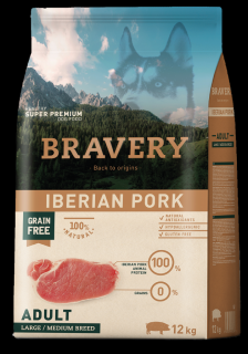 Bravery Adult Large/Medium Iberian Pork Sucha Karma z wieprzowiną dla psa 12kg