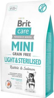 Brit Care Grain Free Pies MINI Light  Sterilised Rabbit  Salmon Sucha Karma z królikiem i łososiem 2kg