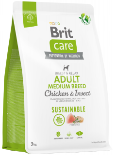Brit Care Sustainable Pies Adult Medium ChickenInsect Sucha Karma 3kg