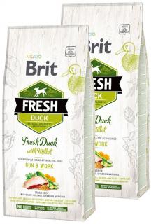 Brit Fresh Pies Adult Run  Work Active Fresh Duck with Millet Sucha Karma z kaczką 2x12kg DWU-PAK