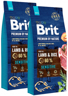 Brit Premium by Nature Pies Adult Sensitive Lamb  Rice Sucha Karma z jagnięciną 2x15kg DWU-PAK