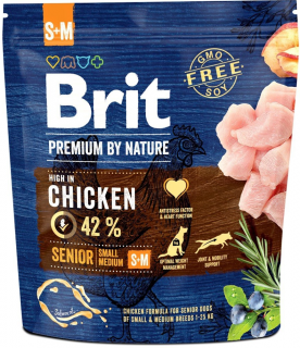Brit Premium by Nature Pies Small  Medium Senior Sucha Karma 1kg