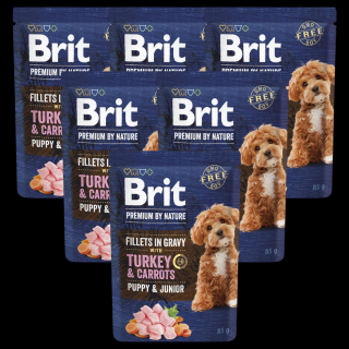 Brit Premium Junior TurkeyCarrot Fillets Mokra Karma z inykiem dla psa 24x85g (sos) PAKIET