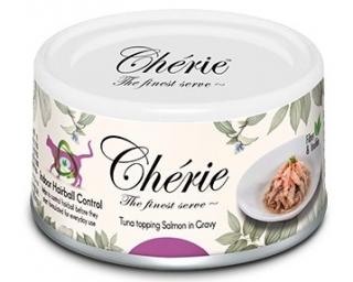 Cherie Hairball Control Tuna topping Salmon in Gravy Mokra Karma z tuńczykiem i łososiem dla kota 80g
