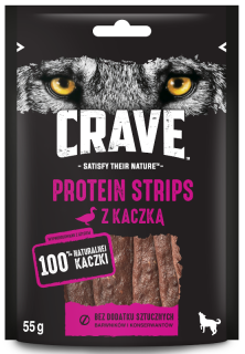 Crave Pies Protein Strips Duck przysmak 55g  [Data ważności: 16.03.2024]