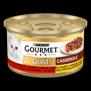 Gourmet Gold Kot Mokra Karma z wołowiną i kurczakiem i pomidorami (sos) 85g