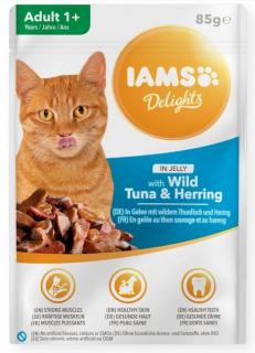 IAMS Cat Delights TunaHerring Jelly Mokra Karma z tuńczykiem i śledziem dla kota 85g