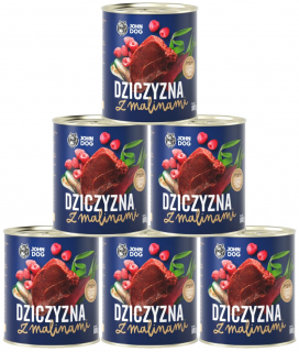 John Dog Pies Berry Line Dziczyzna z malinami Mokra karma 6x800g