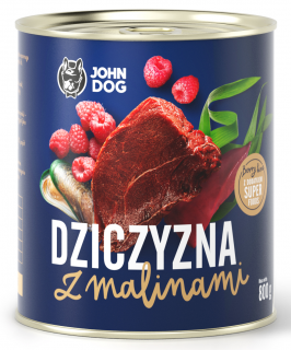 John Dog Pies Berry Line Dziczyzna z malinami Mokra karma 800g