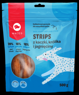 Maced Strips kaczka, królik, jagnięcina przysmak 500g