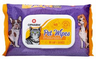 Opharm DogsCats Pet Wipes Chusteczki nawilżane do łap i sierści  48szt.