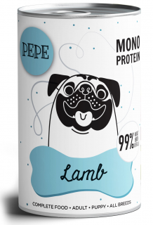 Paka Zwierzaka Pies PEPE Lamb Mokra karma z jagnięciną 400g