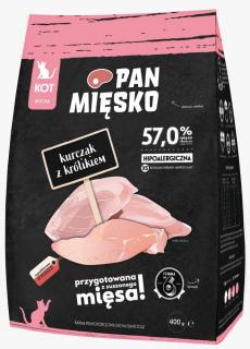 Pan Mięsko Kot Extra Small Kitten Sucha karma z kurczakiem i królikiem 400g