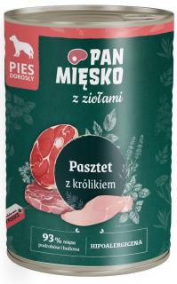 Pan Mięsko Pies Adult Mokra Karma Pasztet z królikiem i ziołami 400g