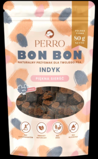 Perro BON BON Piękna Sierść Przysmaki z indykiem dla psa 80g