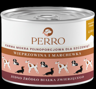 Perro Junior Mokra Karma z wieprzowiną i marchewką dla szczeniaka 410g