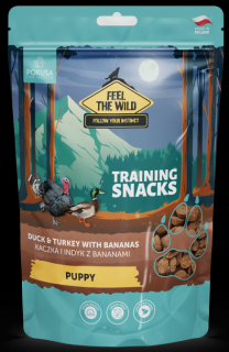 Pokusa Feel the Wild Training Snacks Puppy z kaczką, indykiem i bananami przysmak 200g