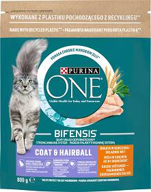 Purina ONE Kot Coat  Hairball Sucha Karma z kurczakiem 800g [Data ważności: 08.2024r.] WYPRZEDAŻ