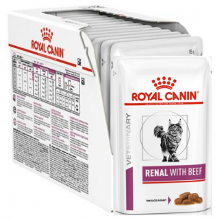 Royal Canin Veterinary Kot Renal with Beef Mokra Karma z wołowiną 12x85g PAKIET