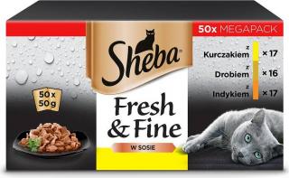 Sheba Kot FreshFine Mix Smaków Drobiowych Karma mokra w sosie 50x50g