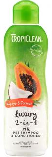 Tropiclean Papaya  Coconut 2w1 Owocowy Szampon i odżywka dla psa i kota 355ml