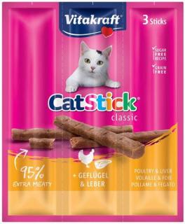 Vitakraft Cat Stick Mini kabanosy drób z wątróbką Przysmak 3szt