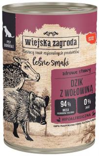 Wiejska Zagroda Pies Leśne Smaki Mokra Karma z dzikiem i wołowiną 400g