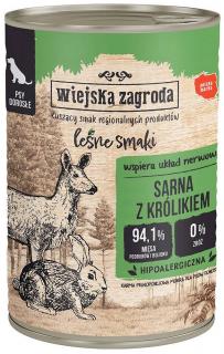Wiejska Zagroda Pies Leśne Smaki Mokra Karma z sarną i królikiem 400g