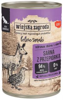 Wiejska Zagroda Pies Leśne Smaki Mokra Karma z sarną i przepiórką 400g