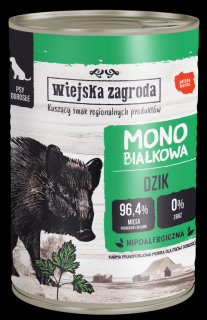 Wiejska Zagroda Pies Mokra karma Monobiałkowa z dzikiem 400g