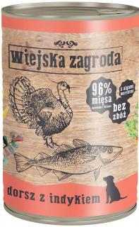 Wiejska Zagroda Pies Mokra karma z dorszem i indykiem 400g