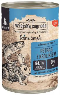 Wiejska Zagroda Pies Puppy Leśne Smaki Mokra Karma z pstrągiem i królikiem 400g
