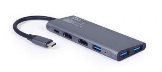 Adapter USB-C Hub 2xHDMI 1xUSB-C 3xUSB 3.0 PowerDelivery
