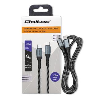 Kabel USB 2.0 typ C | USB 2.0 typ C 100W | QC 3.0| PD | 1.5m | Czarny