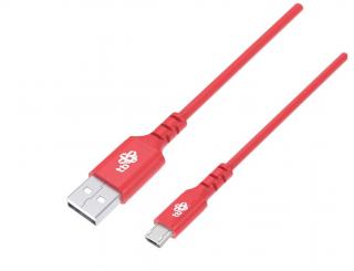 Kabel USB-Micro USB 1m silikonowy czerwony Quick Charge