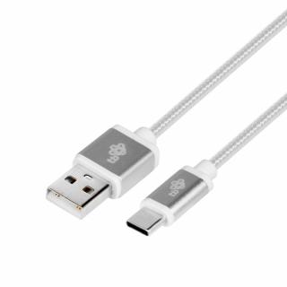 Kabel USB-USB C 1.5m srebrny sznurek