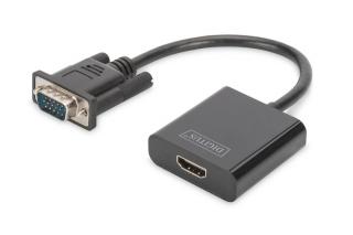 Konwerter/adapter audio-video VGA do HDMI, 1080p FHD, z audio 3.5mm MiniJack