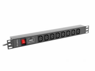 Listwa zasilająca Rack PDU 19 cali 1U 16A 8X IEC C13 2m czarna C20