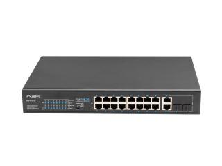 Przełącznik Switch 16X100MB POE+/2XCombo niezarządzalny rack 19 cali Gigabit Ethernet 150W