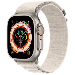 Watch Ultra GPS + Cellular, 49 mm Koperta tytanowa z opaską Alpine w kolorze księżycowej poświaty - M