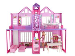 PROMO Domek dla lalek różowy z windą 538825 ADAR domek, lalka, kanapa, ława, wanna, toaleta, stół, krzesła, szafka, kuchenka
