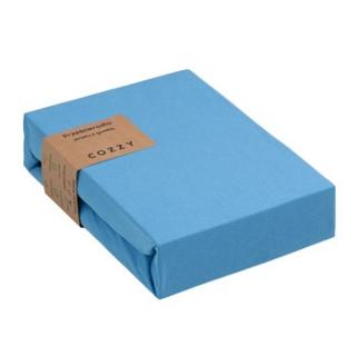 Bawełniane prześcieradło z gumką 120x200 cm Jersey Premium Niebieski