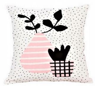 BIAŁA POSZEWKA 45x45 KAKTUS DESIGN 3