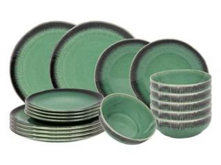 CERAMICZNY SERWIS OBIADOWY 18el ZIELONY NOWOCZESNY DESIGN FIRE