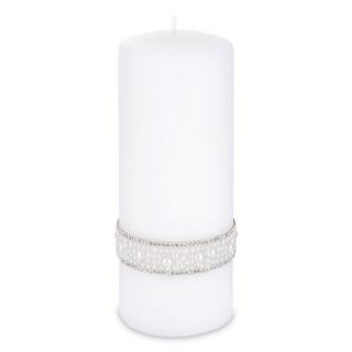 Dekoracyjna Świeca Crystal Pearl biała 18cm wysokości