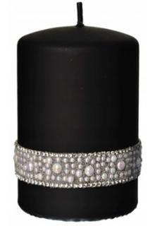 Dekoracyjna Świeca Crystal Pearl czarna 10cm wysokości
